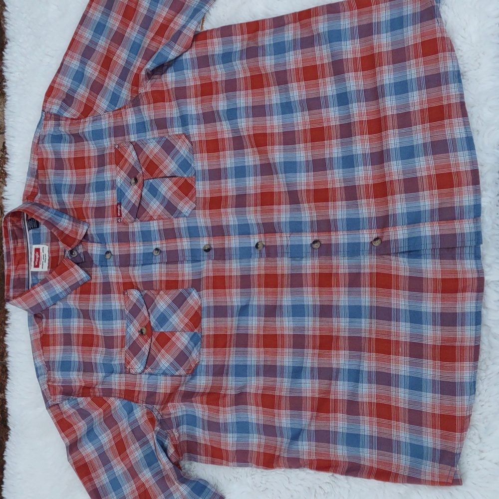 Wrangler, Size 2XL Vibrant Brown and Blue Checkered Shirt - Picture 17 of 17